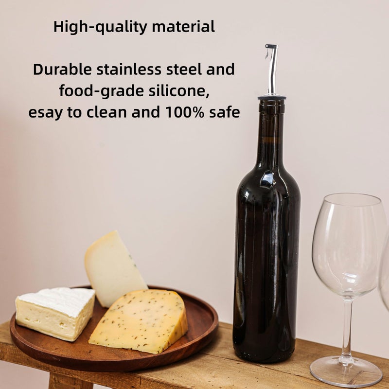 LEGERM 7-Piece Stainless Steel Flip Top Oil Pour Spouts with Funnel - Leakproof Speed Pourer Nozzles for 3/4" Bottles | Universal for Olive Oil, Vinegar & Liquor - Image 3